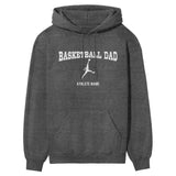 Basketball Dad with Basketball Player Icon and Basketball Player Name on a Hoodie with a White Graphic