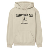 Basketball Dad with Basketball Player Icon and Basketball Player Name on a Hoodie with a Black Graphic