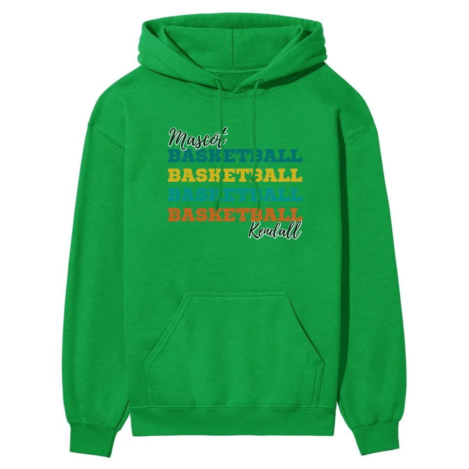 Personalized Basketball Basketball Basketball on a Hoodie With Mascot and Basketball Player Name on a Hoodie