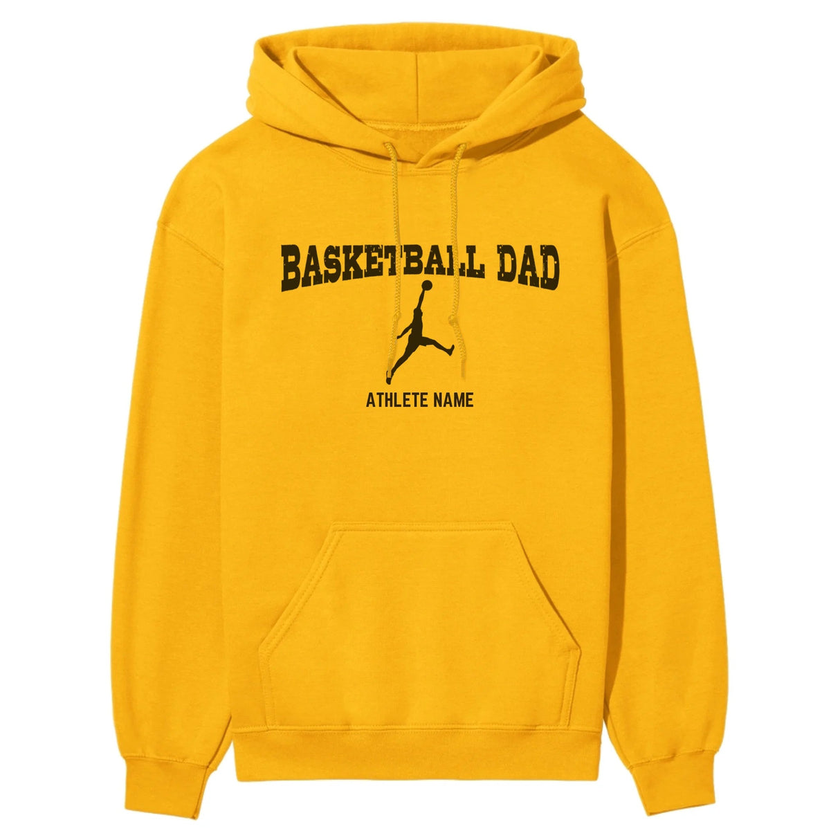 Basketball Dad with Basketball Player Icon and Basketball Player Name on a Hoodie with a Black Graphic