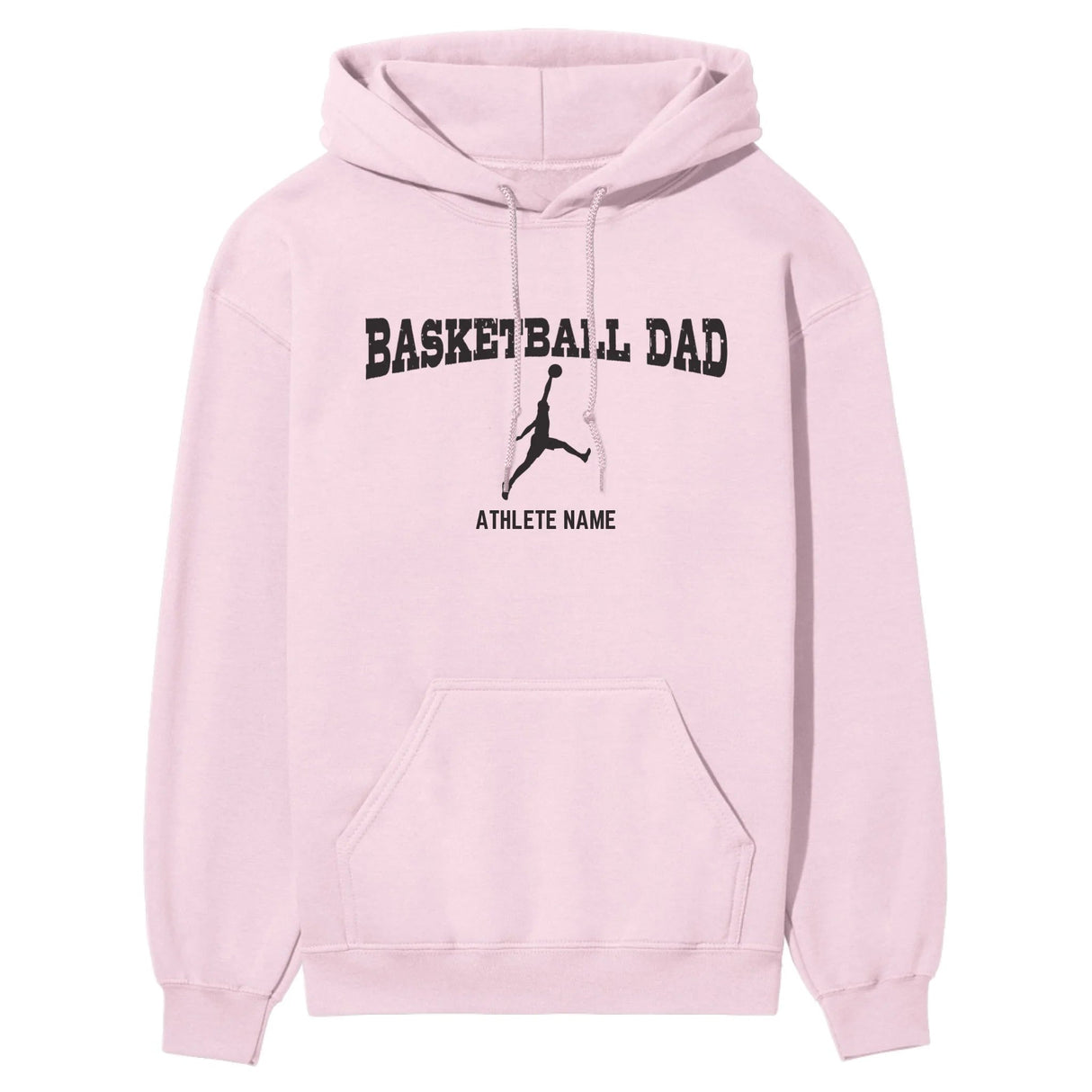 Basketball Dad with Basketball Player Icon and Basketball Player Name on a Hoodie with a Black Graphic