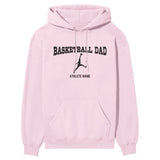 Basketball Dad with Basketball Player Icon and Basketball Player Name on a Hoodie with a Black Graphic