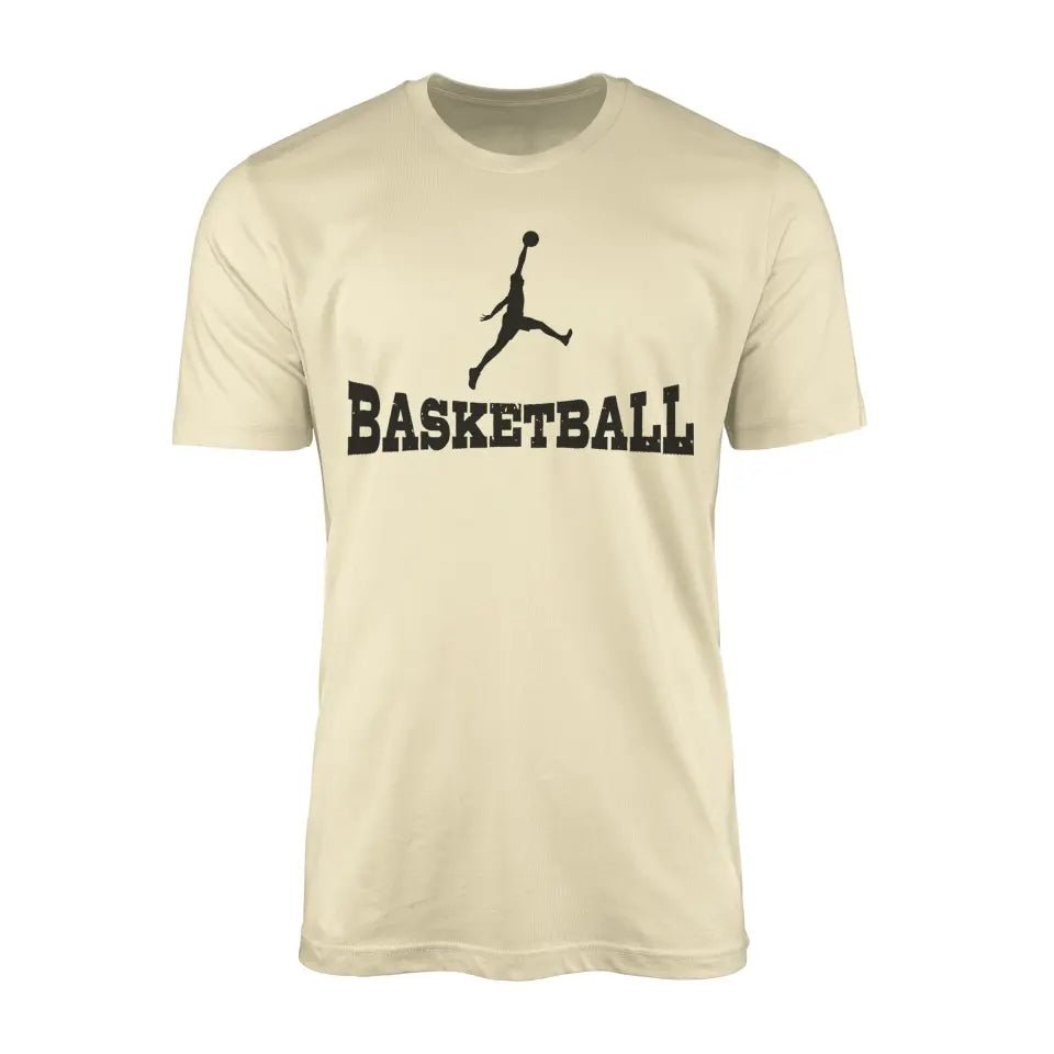 Basic Basketball with Basketball Player Icon on a Men's T-Shirt with a Black Graphic