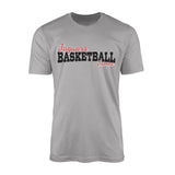 Custom Basketball Mascot and Basketball Player Name on a Men's T-Shirt with a Black Graphic