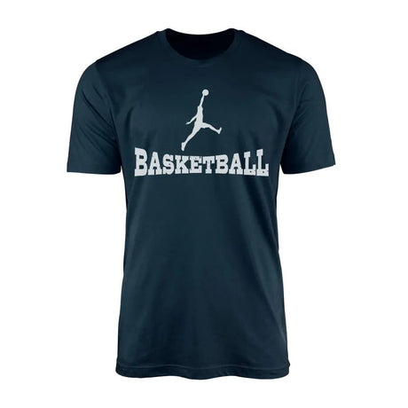 Basic Basketball with Basketball Player Icon on a Men's T-Shirt with a White Graphic