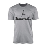 Basic Basketball with Basketball Player Icon on a Men's T-Shirt with a Black Graphic