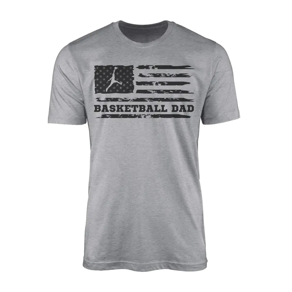 Basketball Dad Horizontal Flag on a Men's T-Shirt with a Black Graphic