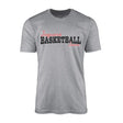 Custom Basketball Mascot and Basketball Player Name on a Men's T-Shirt with a Black Graphic