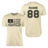 Basketball Dad Horizontal Flag With Basketball Player Name on a Men's T-Shirt with a Black Graphic