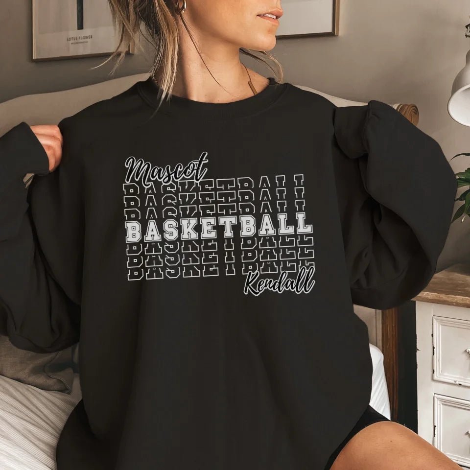 Custom Basketball on a Sweatshirt With Mascot and Basketball Player Name on a Sweatshirt