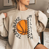 Personalized Basketball on a Sweatshirt With Team and Basketball Player Name on a Sweatshirt