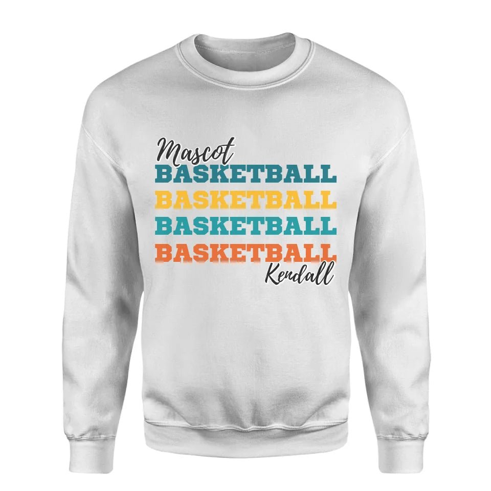 Personalized Basketball Basketball Basketball on a Sweatshirt With Mascot and Basketball Player Name on a Sweatshirt