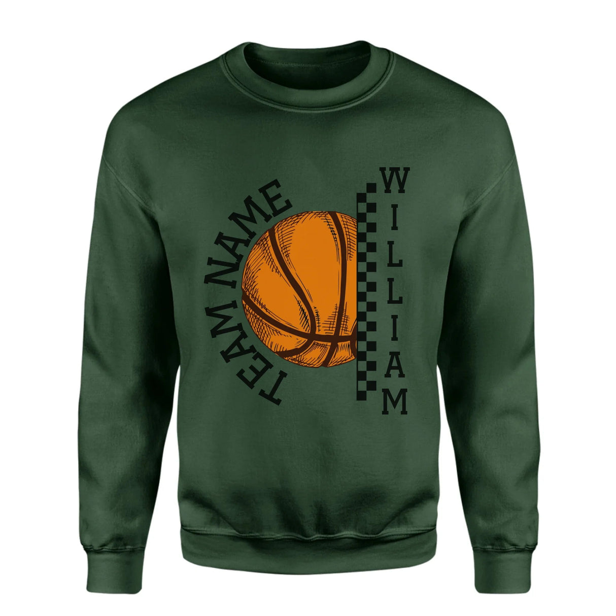 Personalized Basketball on a Sweatshirt With Team and Basketball Player Name on a Sweatshirt