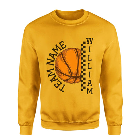 Personalized Basketball on a Sweatshirt With Team and Basketball Player Name on a Sweatshirt