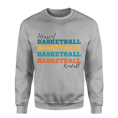 Personalized Basketball Basketball Basketball on a Sweatshirt With Mascot and Basketball Player Name on a Sweatshirt