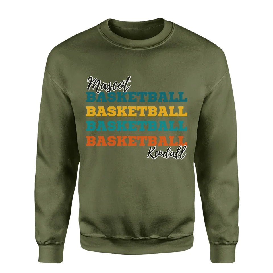 Personalized Basketball Basketball Basketball on a Sweatshirt With Mascot and Basketball Player Name on a Sweatshirt