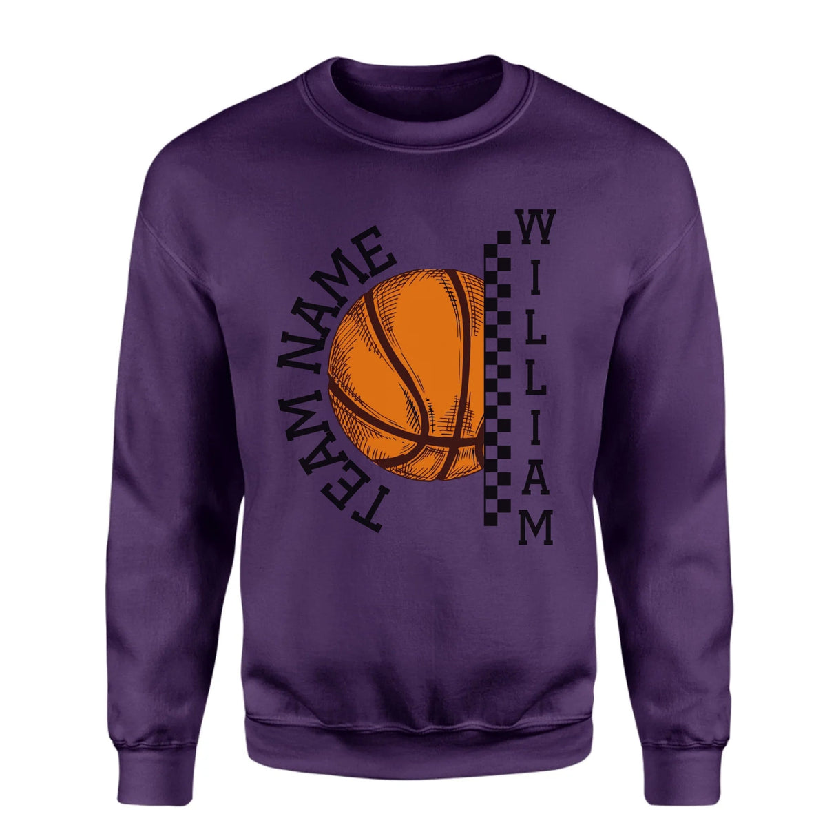 Personalized Basketball on a Sweatshirt With Team and Basketball Player Name on a Sweatshirt