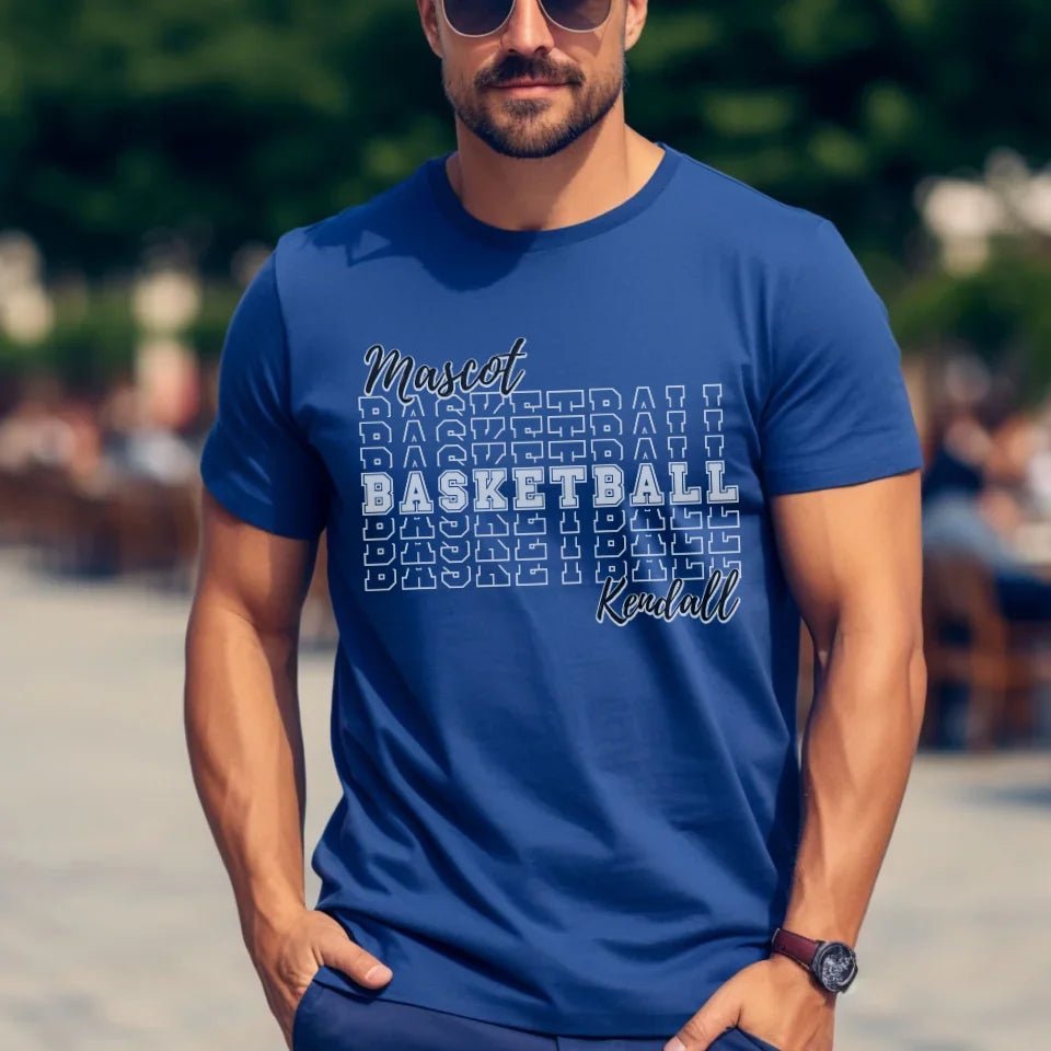 Custom Basketball Shirt With Mascot and Basketball Player Name on a Unisex T-Shirt