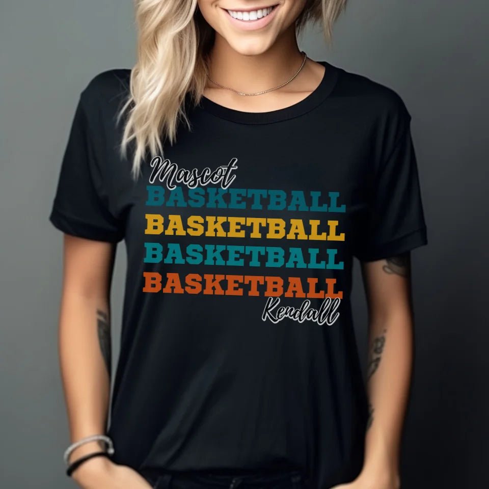 Personalized Basketball Basketball Basketball Shirt With Mascot and Basketball Player Name on a Unisex T-Shirt