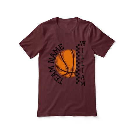 Personalized Basketball Shirt With Team and Basketball Player Name on a Unisex T-Shirt