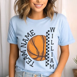 Personalized Basketball Shirt With Team and Basketball Player Name on a Unisex T-Shirt