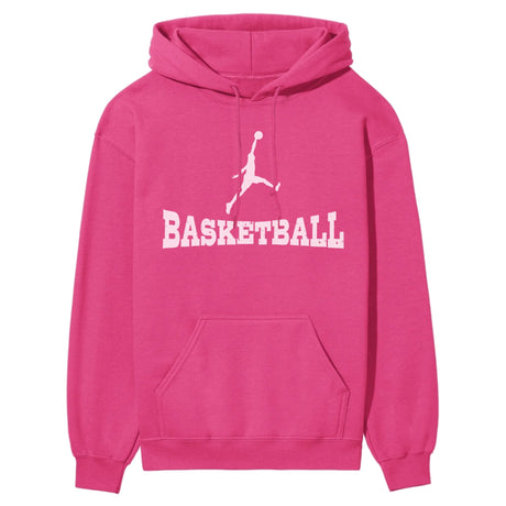 Basic Basketball with Basketball Player Icon on a Hoodie with a White Graphic