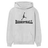 Basic Basketball with Basketball Player Icon on a Hoodie with a Black Graphic