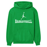 Basic Basketball with Basketball Player Icon on a Hoodie with a White Graphic