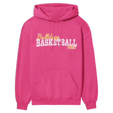 Custom Basketball Mascot and Basketball Player Name on a Hoodie with a White Graphic