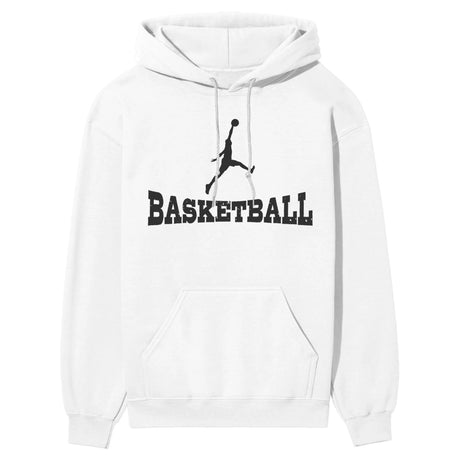 Basic Basketball with Basketball Player Icon on a Hoodie with a Black Graphic