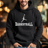 Basic Basketball with Basketball Player Icon on a Hoodie with a White Graphic