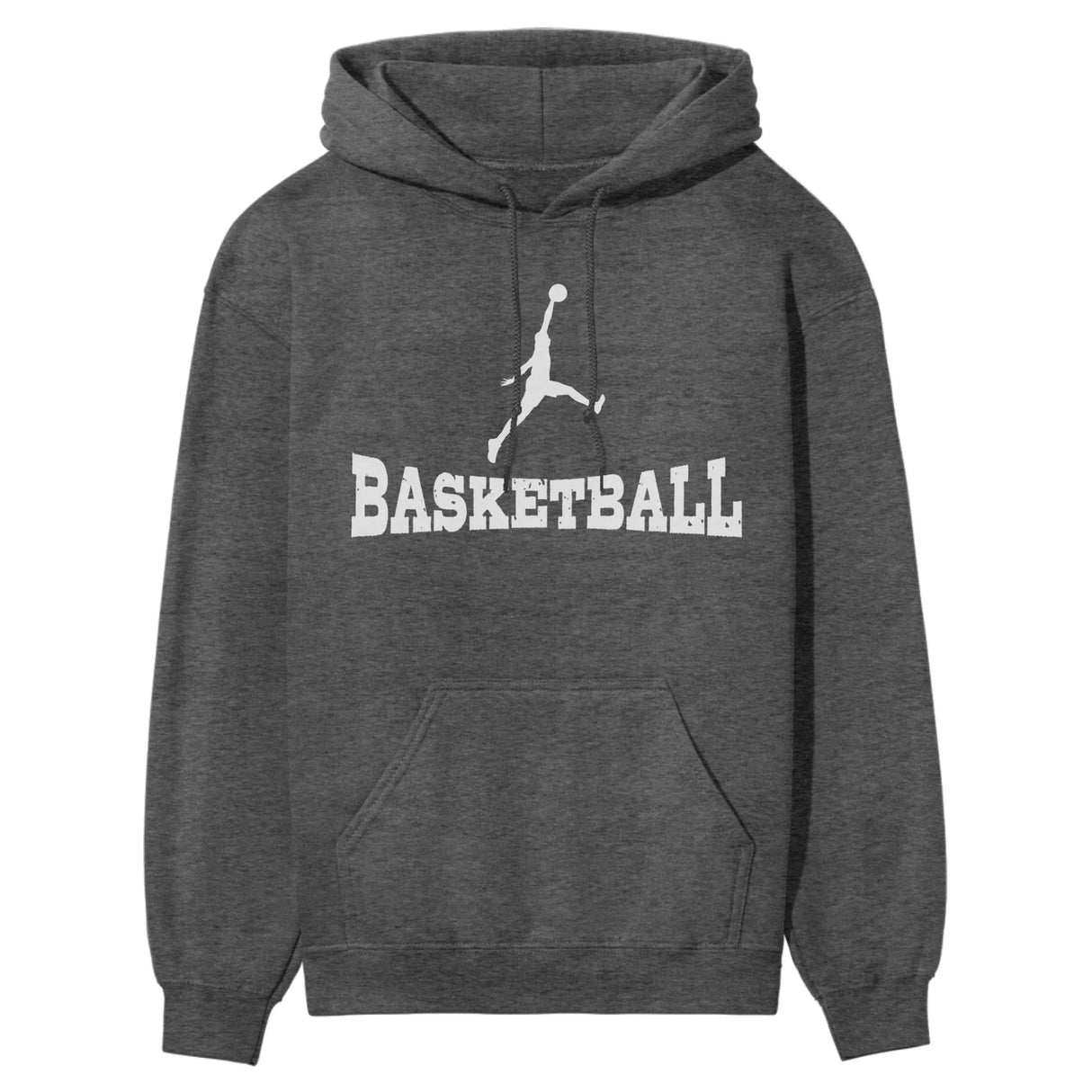 Basic Basketball with Basketball Player Icon on a Hoodie with a White Graphic