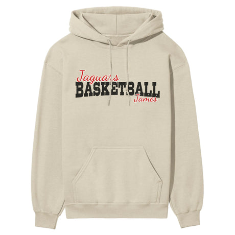 Custom Basketball Mascot and Basketball Player Name on a Hoodie with a Black Graphic