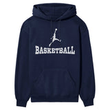 Basic Basketball with Basketball Player Icon on a Hoodie with a White Graphic