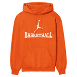 Basic Basketball with Basketball Player Icon on a Hoodie with a White Graphic