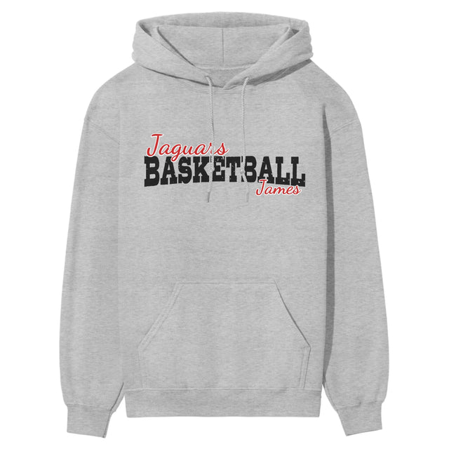 Custom Basketball Mascot and Basketball Player Name on a Hoodie with a Black Graphic