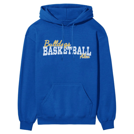 Custom Basketball Mascot and Basketball Player Name on a Hoodie with a White Graphic