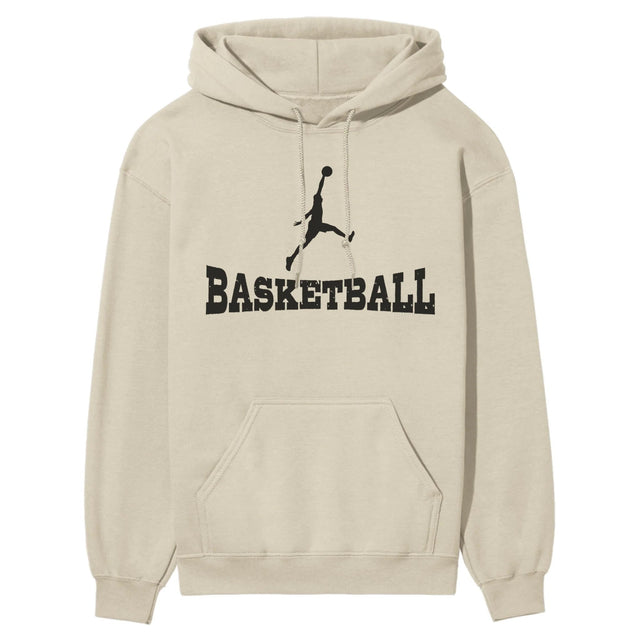 Basic Basketball with Basketball Player Icon on a Hoodie with a Black Graphic