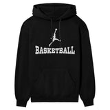 Basic Basketball with Basketball Player Icon on a Hoodie with a White Graphic