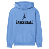 Basic Basketball with Basketball Player Icon on a Hoodie with a Black Graphic