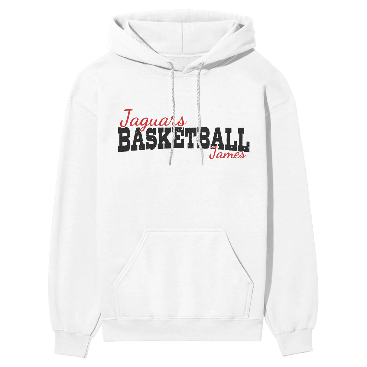 Custom Basketball Mascot and Basketball Player Name on a Hoodie with a Black Graphic