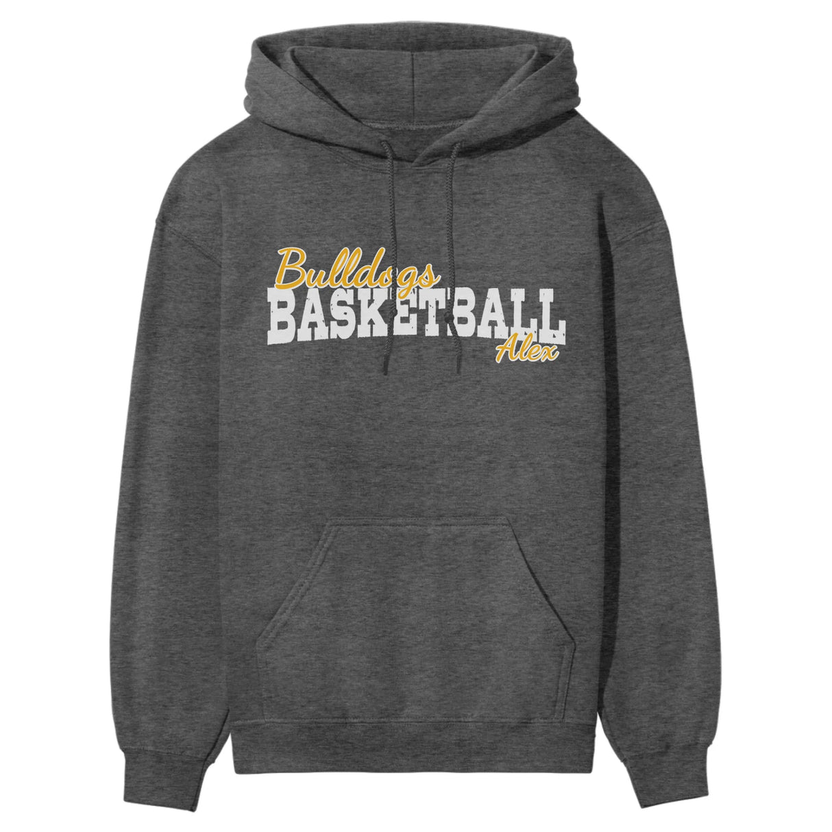 Custom Basketball Mascot and Basketball Player Name on a Hoodie with a White Graphic