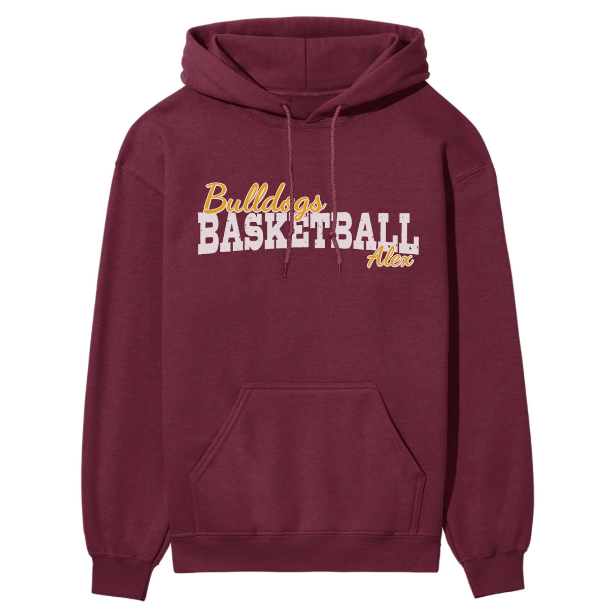 Custom Basketball Mascot and Basketball Player Name on a Hoodie with a White Graphic