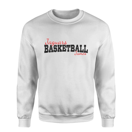 Custom Basketball Mascot and Basketball Player Name on a Sweatshirt with a Black Graphic