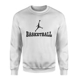 Basic Basketball with Basketball Player Icon on a Sweatshirt with a Black Graphic