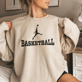 Basic Basketball with Basketball Player Icon on a Sweatshirt with a Black Graphic