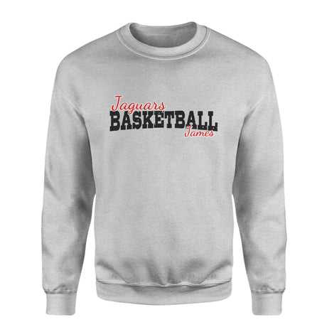 Custom Basketball Mascot and Basketball Player Name on a Sweatshirt with a Black Graphic