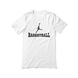 Basic Basketball with Basketball Player Icon on a Unisex T-Shirt with a Black Graphic