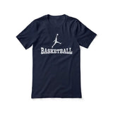 Basic Basketball with Basketball Player Icon on a Unisex T-Shirt with a White Graphic