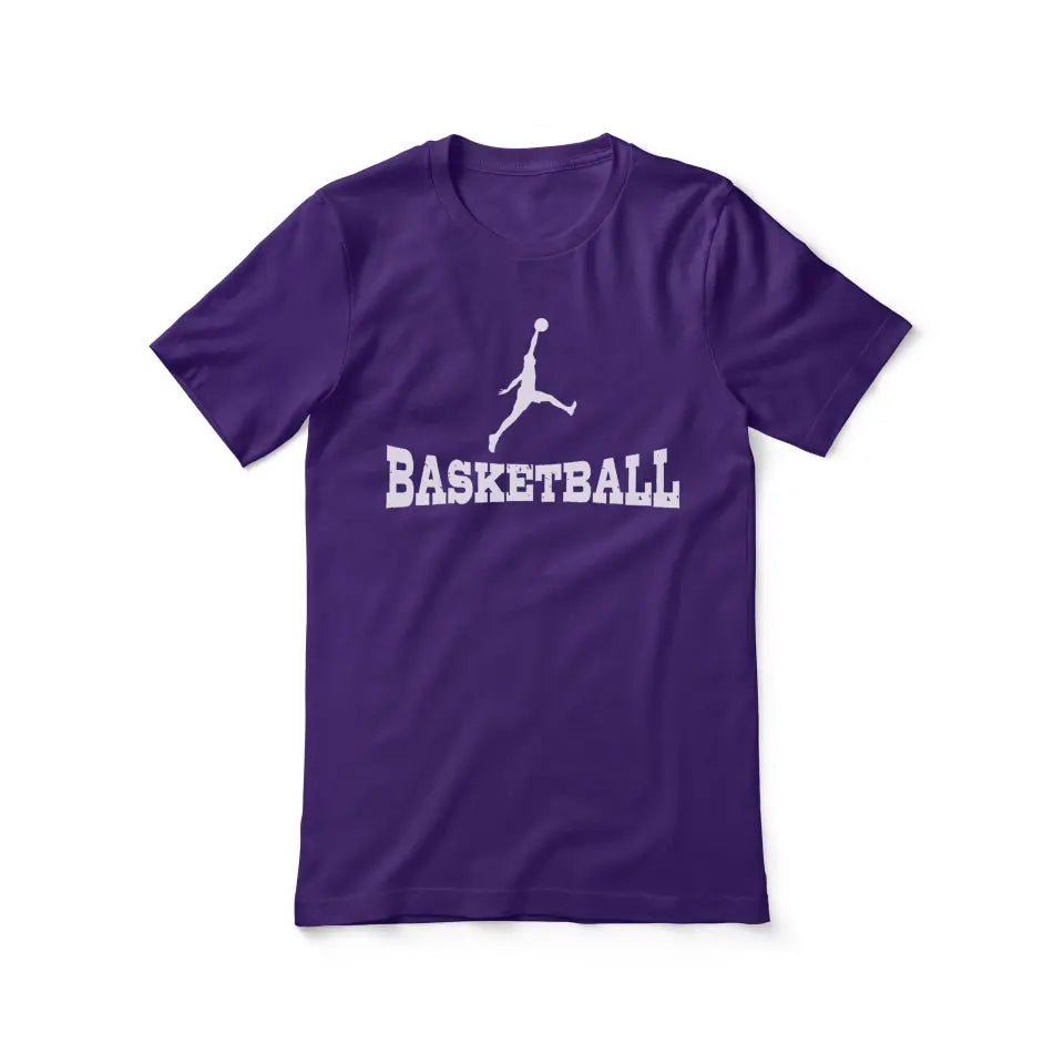 Basic Basketball with Basketball Player Icon on a Unisex T-Shirt with a White Graphic